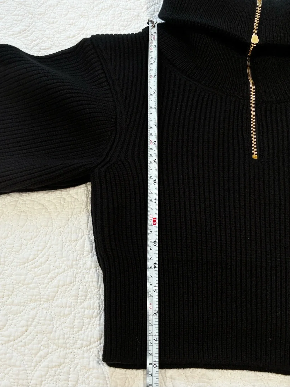 JACQUEMUS Black 100% Merino Wool La Maille Risoul Half Zip Cropped Sweater Sz 40